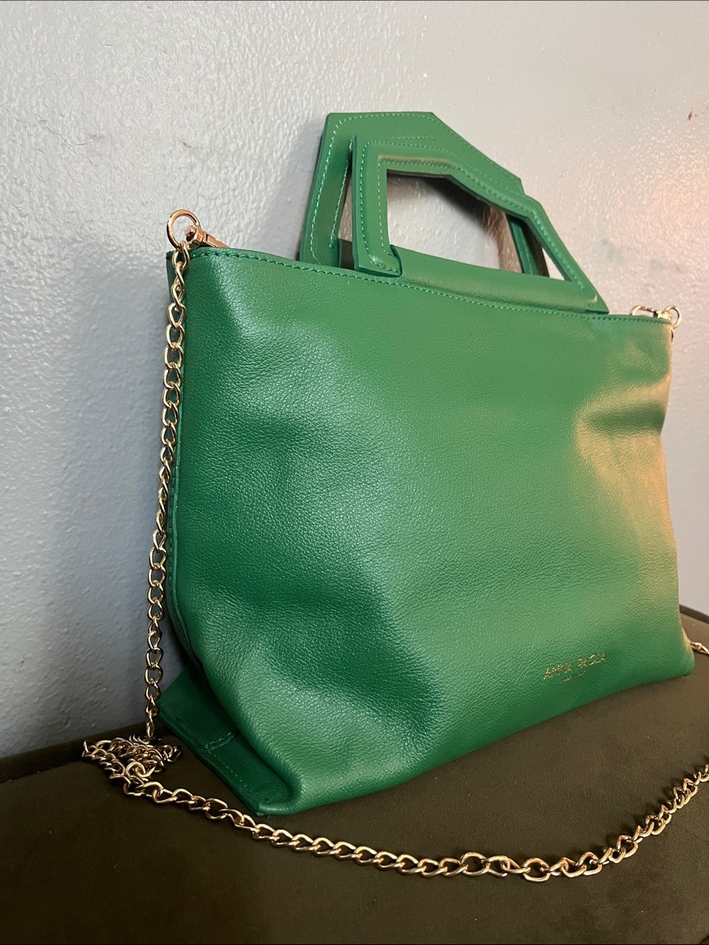 Anna Paola Green Leather hand bag made in Italy - Picture 3 of 12